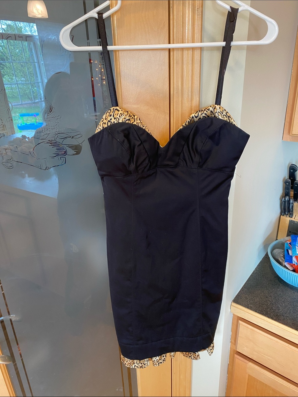 Guess Black Mini Dress with Leopard Trim